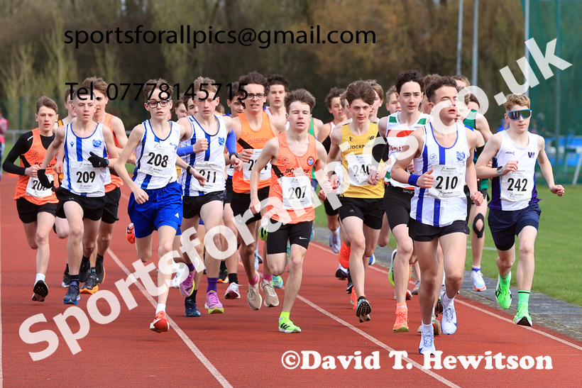 Boys Under-15s Young Athletes 5k, 2026 Northern Mens 12 and Womens 6 Stage Road Relays and Young Athletes 5k, Sheepmount Stadium, Carlisle. Photo: David T. Hewitson/Sports for All Pics